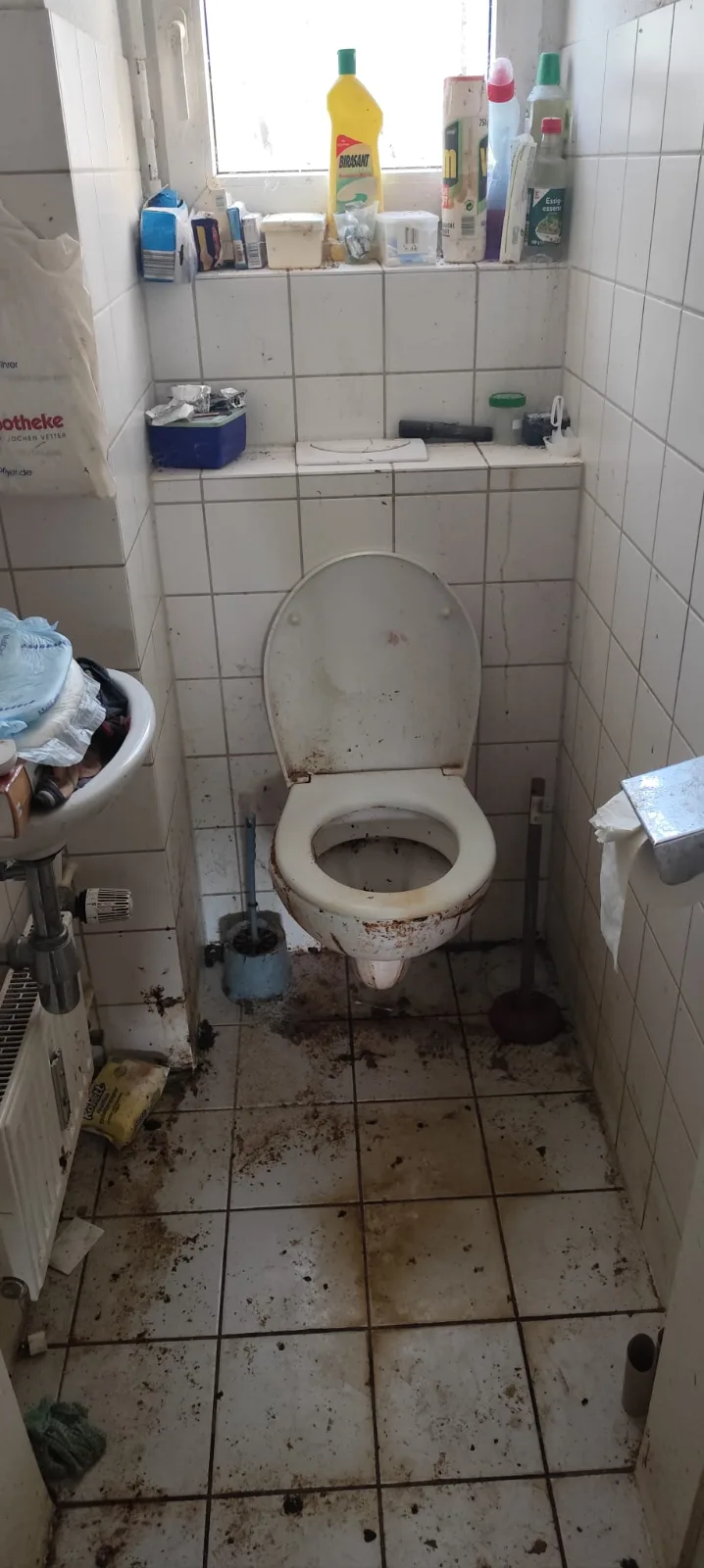 Verschmutzte Toilette vor der Reinigung